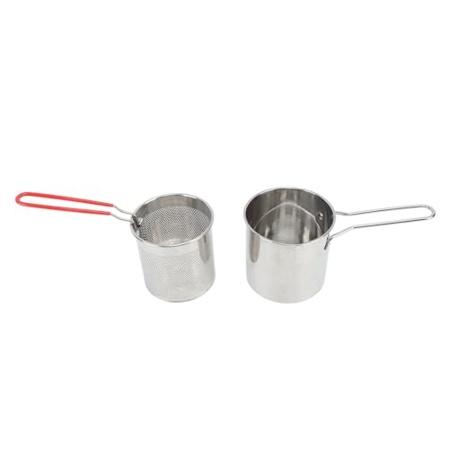 Naroote Petite Friteuse Portative D'économie D'huile de Pot de Friteuse D'acier Inoxydable Petite pour L'ustensile de Cuisine de Pique-niques à la Maison et en Plein Air (Ensemble de 5 pièces :