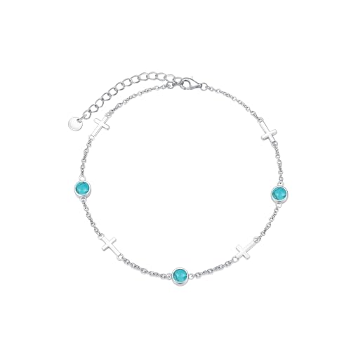 Image of Dorunmo Ankle Bracelet for Women 925 Sterling Silver Natural Stone Bracelet Anklet Summer Beach Jewelry Birthday Gifts for Mom