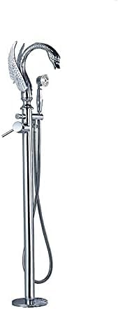 Robinet De Baignoire Sur Pied Rotatif Style Cygne Noir ORB Chrome Nickel Mitigeur De Salle De Bain, Chrome Poli