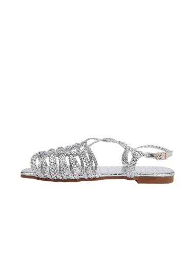 Image of Verdusa Women's Metallic Braided Slingback Sandals Casual Strappy Sandals