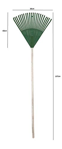 Egardenkart Garden Leaf Rake PVCWooden Handle 22 Teeth (Green).