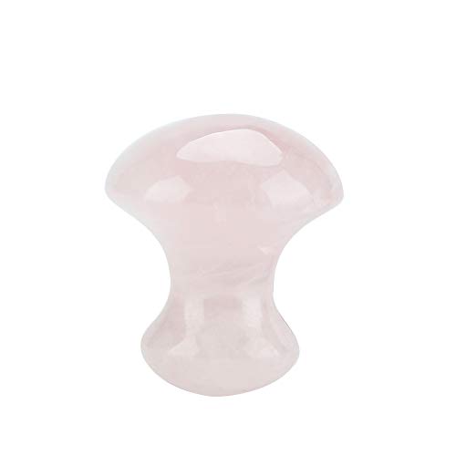 Akozon Piedras Cuarzo Rosa Masaje Facial Piedra para masaje, cristal natural de cuarzo rosa, forma de seta, cara, herramienta de masaje - imagen 4