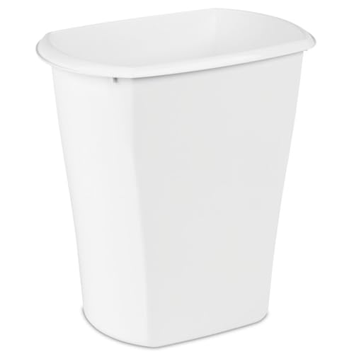 Sterilite 5.5 Gallon Rectangular Wastebasket, Open-top, Medium Sized Trash Can for the Bathroom, Bedroom, or Office, White, 6-Pack