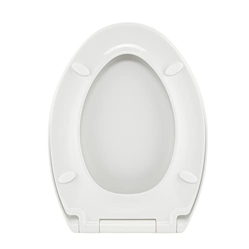 Bath Royale BR606-00 Premium Elongated Toilet Seat, White - Soft Close Toilet Seat Cover Replacement Toilet Seat Fits All Toilet Brands including Glacier Bay, AquaSource, Eljer and Crane