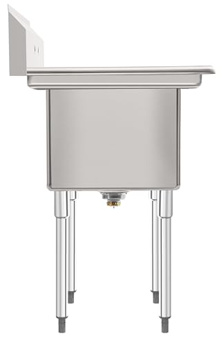Image of KoolMore 72 in. 16-Gauge Commercial Sink with Backsplash and Dual 18 in. Drainboards, Bowl Dimensions 18 inchx18 inchx14 inch in Stainless-Steel (KM-SB181814-18B316)