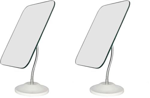 Image of YEAKE Adjustable Flexible Gooseneck Makeup Mirror,360Rotation Folding Portable Desk Vanity Mirror with Stand Shower Shaving Cosmetic Mirror Square Large (Pack of 2)