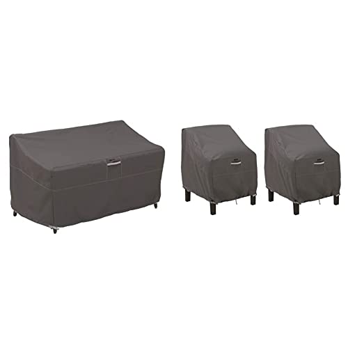 Classic Accessories Ravenna Water-Resistant 58 Inch Patio Sofa/Loveseat Cover & Ravenna Water-Resistant 38 Inch Patio Lounge Chair Cover, 2-Pack, Patio Furniture Covers #TOP24