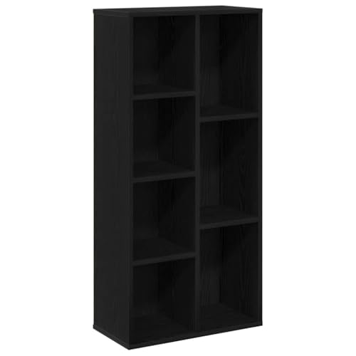 Estantería pequeña de 7 compartimentos en madera negra para salón 2