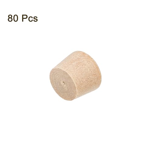 Image of uxcell 80Pcs Wood Button Plugs, 7.5mm /0.3 inch Flat Head Hardwood Screw Hole Plug Wooden Caps Buttons Wood Plug for Furniture Woodworking Craft Decor (9mm x 7.5mm)