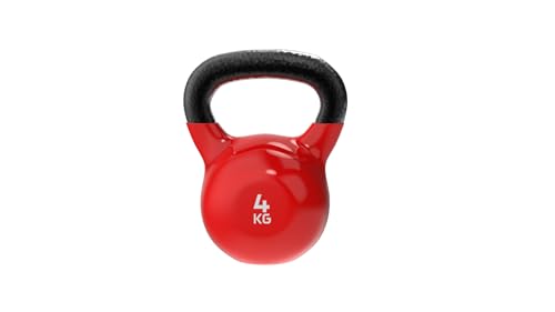RUSTER Kettlebell Studio 4kg. Pesa Rusa recubierta de Vinilo, Mango Ergonómico, Base Estable, Entrenamiento Funcional, Fitness en Casa.