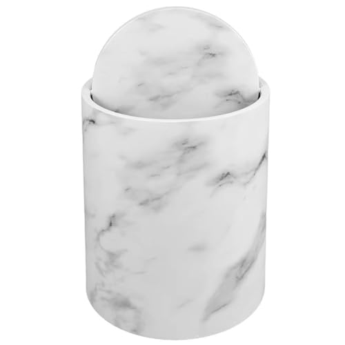 Uevmo ゴミ箱 ふた付き 取り外し可能 ライナー 大理石柄 大容量 縦型 密閉 ホワイト ブラック 屋内 屋外 キッチン バスルーム リビングルーム (ホワイト,L)