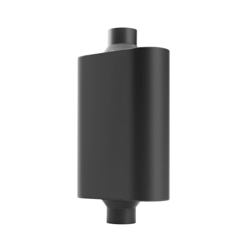 Image of A-KARCK Universal Exhaust Muffler 2.5 inch Center Inlet 2.5 inch Center Outlet, 17.3 inch Overall Length Aluminized Steel Aggressive Sound Race Muffler for Cars, Trucks (Black)