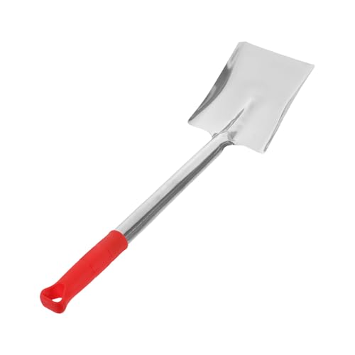 MUELODSIC Paletta per Cenere Stufa in Acciaio Inox con Impugnatura Rossa 53 CM – Pala per Carbone Barbecue e Utensile Multiuso per Stufa Giardino e Pulizia Braciere