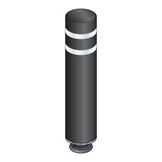 48 in. Black Magnetic Bollard with 2 White Reflective Stripes, Add On Kit