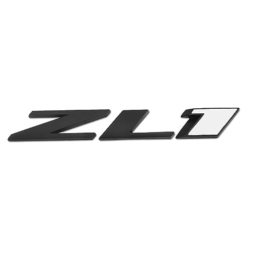 Image of 3D Raised Letters ZL1 Emblem Metal Side Rear Door with Adhesive Backing Fits for Chevy Camaro Rs Ss Automotive Decoration(Black White)
