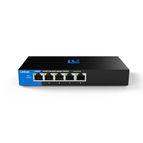 Linksys 5-Port, 2.5G Multi-Gig Unmanaged Switch | Energy-Efficient Ethernet | Full-Duplex Flow Control | Ideal For Small And Home Office with Fanless Design and Metal Casing | Plug And Play
