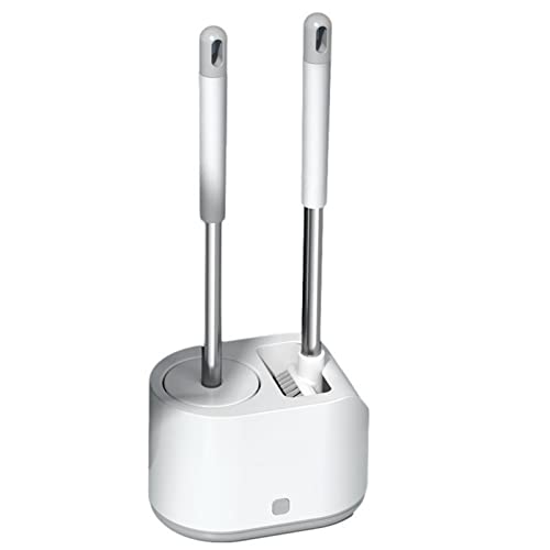 Escobilla para Inodoro con Largo, Blanca, Fácil de Limpiar, Cerdas Suaves, Ergonómico, Estropajo para Inodoro, Plástico 2 en 1 para el Hogar