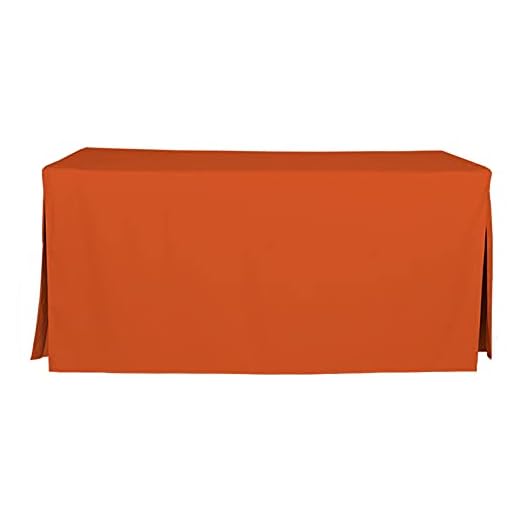 Tablevogue Event Linens Washable Microfiber 6’ Foot Fitted Tablecloth Cover for Rectangular Buffet Table, Parties, Holiday Dinner & More, Rectangle, Orange (Model Solid)