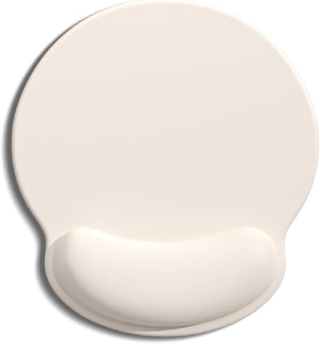 Image of Mouse Pad with Gel Wrist Rest Support, Ergonomic Mouse Cushion with Non Slip Rubber Base Mouse Pad for Laptop, Computer, Gaming, Office (Cream, Round)