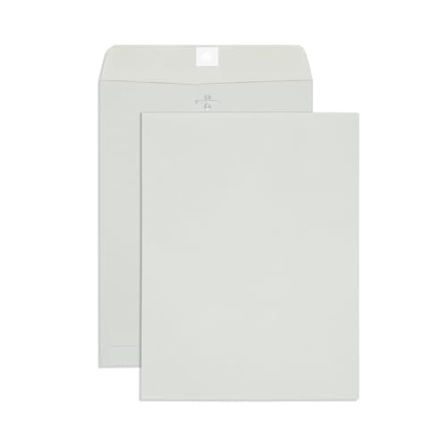 Enveloppes à fermoir gommé Blue Summit en papier kraft gris de taille 25,4 x 33 cm