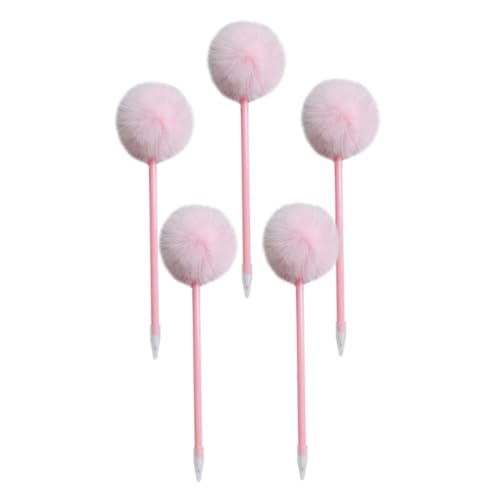 Bolígrafos de gel con pompones, pack 5 piezas miniatura 5