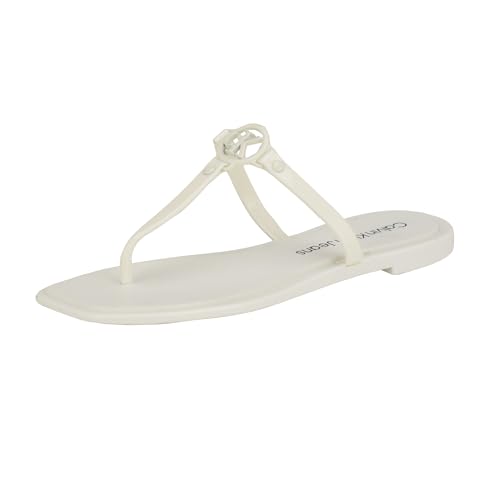 Calvin Klein Women's Edhen Sandal, White 140, 7