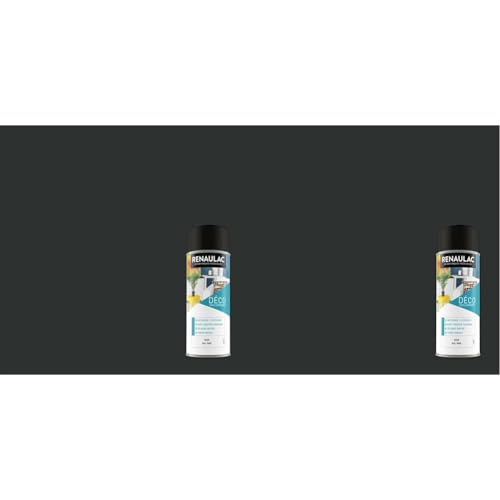 Renaulac Peinture Aérosol Déco multi-supports - Noir (Noir Mat) - 400 ml (Ref: C-REAERDECM-0001-0L4) (Lot de 2)