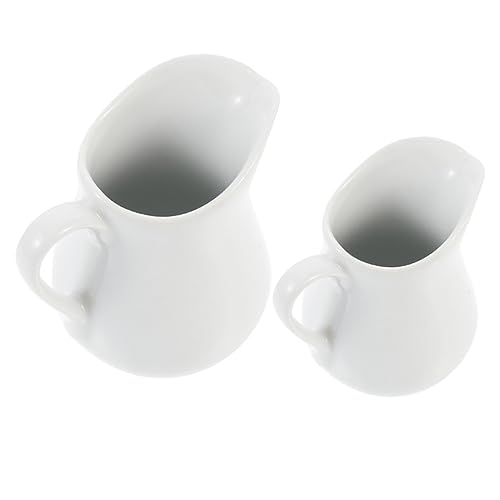 CIYODO 2pcs Ceramic Milk Cup Espresso Creamer Milk Pitcher Coffee Creamer Pourer Coffee Pitcher Small Milk Jug Hard Case with Foam Water Pitcher Syrup Ceramic Milk Pitcher Ceramics White