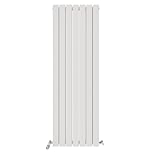 iBathUK Apex Wall Mounted Vertical Double Slim Flat Panel Radiator, 7-Column Steel, Hydronic Central Heating, High Thermal Output, Modern Designer Radiator for Bathroom in Matt White, 1600x532 mm