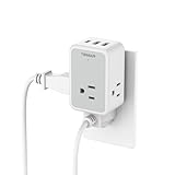 USB Wall Charger 15W, TESSAN Surge Protector Multi Plug Outlet Splitter with USB C, 3-Sided Multiple Outlet Expander for Home Office Dorm Room Essentials