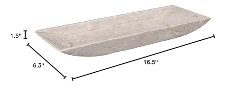 Creative Home Natural Champagne Marble Rectangular Vanity Tray Towel Tray Boat Shaped Tray Bathroom Accessories Organizer, 16.5" x 6.3" x 1.5" H, Beige