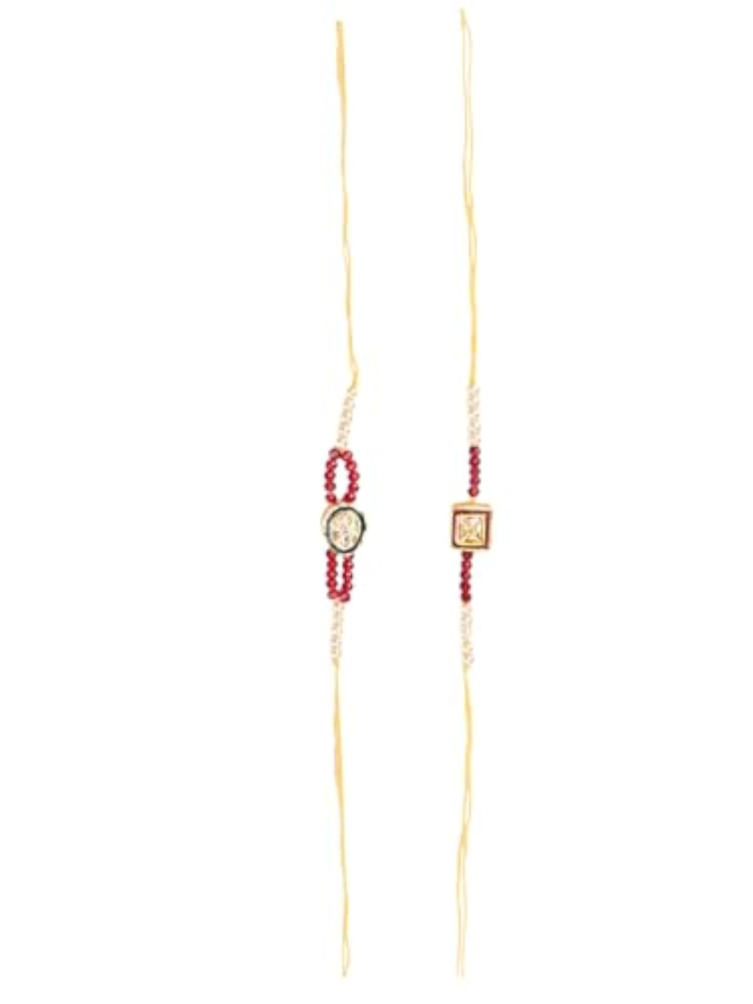 Handcrafted Kundan Rakhi Set of 2, Elegant Design