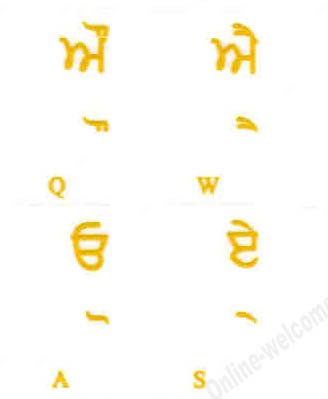Pegatinas de teclado transparente con letras amarillas Punjabi miniatura 1