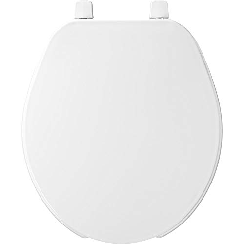 BEMIS 75 Commercial Open Front Plastic Toilet Seat, Heavy Duty Industrial Seat with Lid, Round, White