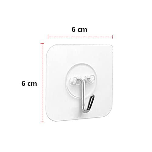 PaiLeWei Selbstklebende Haken - 6 Stück Transparente 5 KG (max.), Handtuchhalter Ohne Bohren, Wandhaken, Multi Purpose, PVC, Edelstahl 2