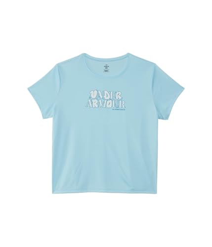 Under Armour Girls Tech Wordmark Short Sleeve T-Shirt, (494) Stream/White/Ether Blue, Small