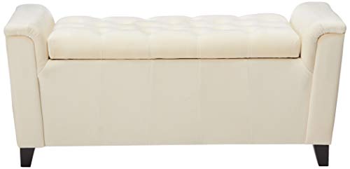 Christopher Knight Home Argus Velvet Armed Storage Bench, Ivory Velvet #TOP1