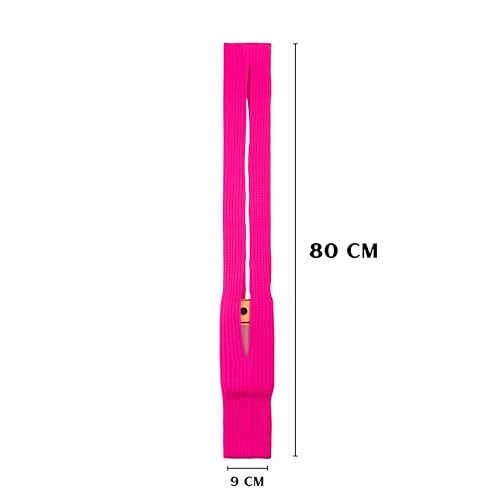 Image of iPhone Pocket Features a Singular 3D-Knitted Construction Designed to fit Any iPhone a Beautiful Way to wear and Carry nitted Scarf with Contrast Stripe Detail, Unisex, (Pink) (Long)