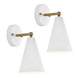 MWZ White Wall Sconces Set of Two, Modern Sconces Light Fixtures Hardwired with Metal Shade,Indoor Decor Arm Swing Lamp for Hallway,Bedroom,Living Room,Reading,Bedside,Kitchen,Nightstand