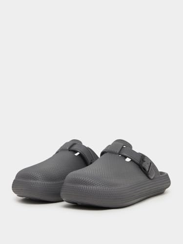 Men 7012454514 Textured Buckle Embellished Slip On Sandals 41 Grey3