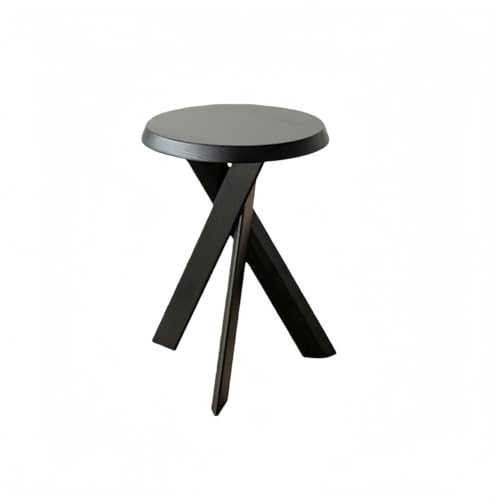 miluFox 和モダンで多機能なヴィンテージ木製サイドテーブル|ベッドサイド、ソファ横に使えるオーガニックな収納ラック (黒です)