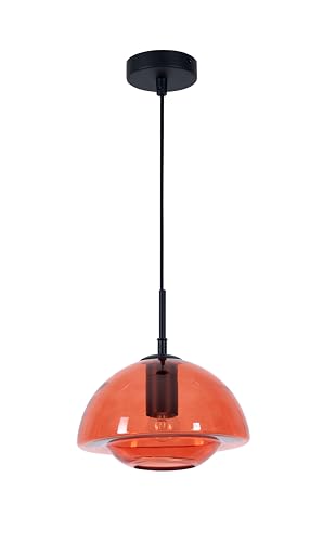 Box and beyond - Suspension - Métal et Verre Rouge - Opaline - Douille E27 - Salon, Chambre, Bureau, Entrée - Style Vintage