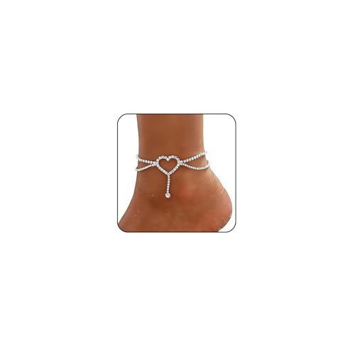 Image of Sora Tuki Ankle Bracelets for Women Waterproof Butterfly Heart Cross Anklets for Women Tennis Rhinestone Anklet Bracelet Large Plus Size Anklets Big Ankle Beach Summer Foot Jewelry