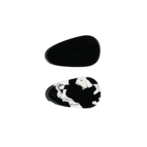 1.57'' Creaseless Hair Clips No Bend Makeup Barrettes Alligator Clips for Styling Hair Accessories- 2PCS,Teardrop Design in Solid Black & Black-and-White