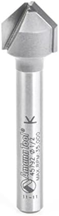 Amana Tool - 45792 Carbide Tipped Double Edge Folding V-Groove 90 Deg x 0.090" Tip Wid