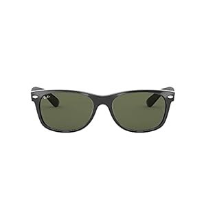 Ray-Ban Lunettes de soleil New Wayfarer Classic unisexes, Noir avec lentille Green Classic G-15, 55 mm UK
