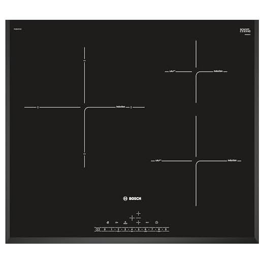 Bosch Serie 6 PIJ651FC1E - Placa de inducción, 60 cm, 17 niveles de potencia, 3 zonas de cocción, Control táctil, Color negro