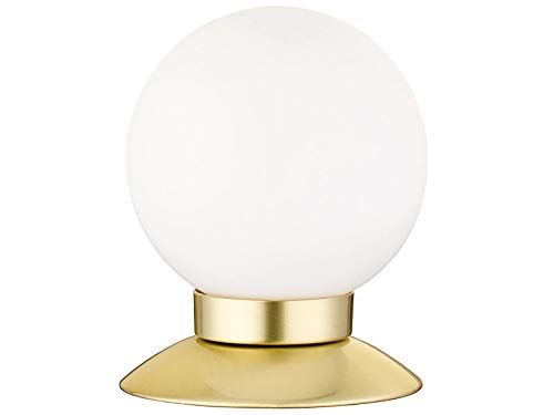 Reality Leuchten R52551908 Princess Lampe de Table, Verre, Integriert, 3 W, Laiton Mat, 10 x 10 x 13 cm