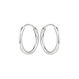 DHRUVS COLLECTION 925 Pure Silver Plain Baali/Earrings For Baby Girls & Baby Boys - 12 MM (1 year to 12 years)