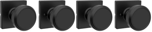 Image of Kwikset Maven Interior Passage Door Knob, Square Handle for Closet and Hallway Doors, Non-Locking Doorknob in Matte Black, with Microban Protection (Pack of 2)